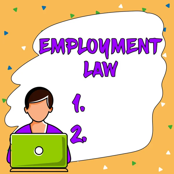 手書きの署名雇用法 ビジネスは 雇用者と従業員の法的権利と義務を扱うショーケース — ストック写真