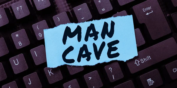 Fogalmi Felirat Man Cave Internet Fogalom Egy Szoba Tér Vagy — Stock Fotó