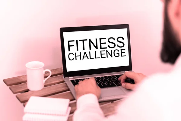 Sign displaying Fitness Challenge, Conceptual photo condition of being physically fit and healthy in good way