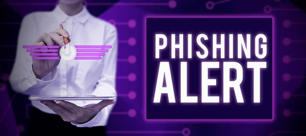 Sign Displaying Phishing Alert Business Approach Aware Fraudulent Attempt Obtain — 스톡 사진