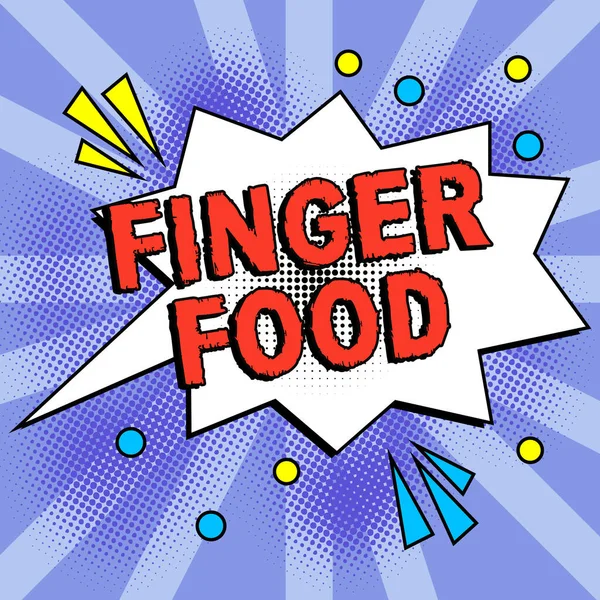 Text Caption Presenting Finger Food Business Idea Products Digestives Held — 图库照片