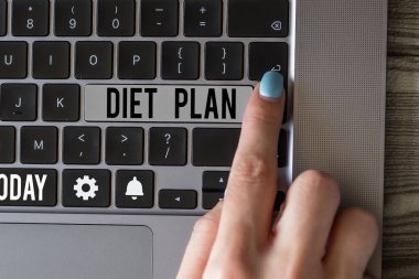 Text sign showing Diet Plan, Business concept Use of specific intake of nutrition for health management reasons