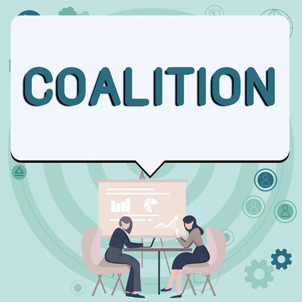Inspiration Showing Sign Coalition Internet Concept Temporary Alliance Distinct Parties — Stockfoto