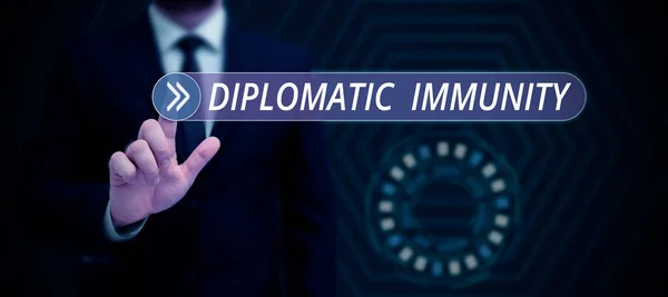 Tekstbord Met Diplomatieke Immuniteit Conceptuele Fotowet Die Buitenlandse Diplomaten Bijzondere — Stockfoto