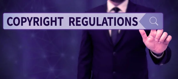 Conceptueel Bijschrift Copyright Regulations Business Showcase Body Van Het Recht — Stockfoto