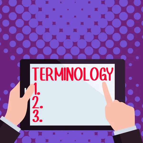 Skriva Text Terminologi Affärsstrategi Termer Som Används Med Särskild Teknisk — Stockfoto