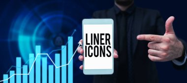 Writing displaying text Liner Icons, Business overview use to improve visual interest and grab the users attention