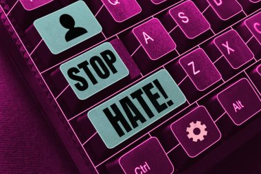 Text caption presenting Stop Hate, Business idea Prevent the aggressive pressure or intimidation to others