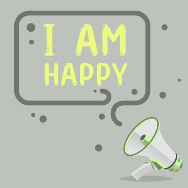 Text caption presenting I Am Happy, Business overview To have a fulfilled life full of love good job happiness