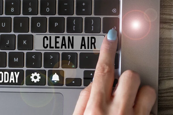 Writing displaying text Clean Air, Word Written on air that has no harmful levels of dirt and chemicals in it