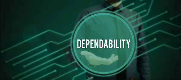 Writing Displaying Text Dependability Conceptual Photo Capable Being Trusted Depended — Stock Photo, Image