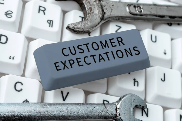 Conceptual caption Customer Expectations, Business approach Benefits a Client Expect Surpass the needs and wants