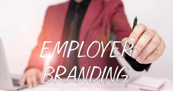 Conceptual Caption Employer Branding Business Overview Process Promoting Company Building — Stock fotografie