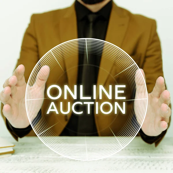 Conceptual Display Online Auction Business Showcase Process Buying Selling Goods — Fotografia de Stock