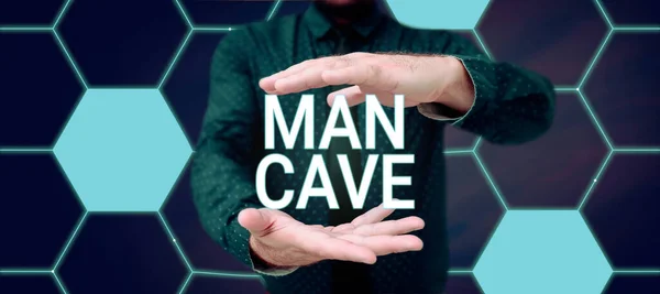 Writing displaying text Man Cave, Business idea a room, space or area of a dwelling reserved for a male person