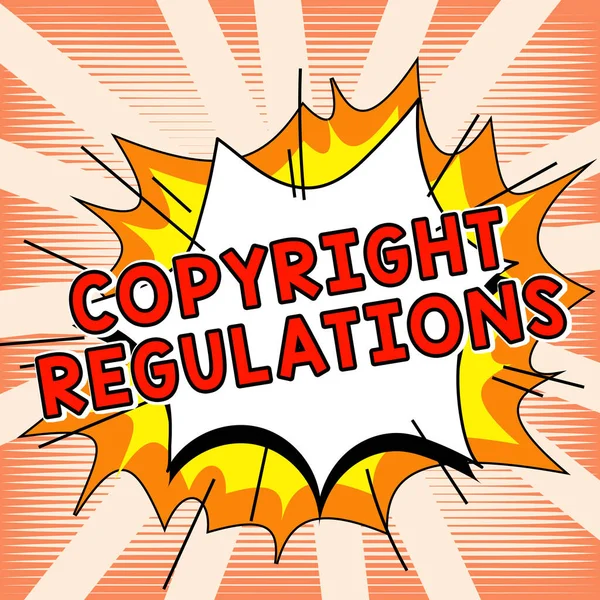 Signe Affichant Règlement Sur Droit Auteur Mot Pour Mot Qui — Photo