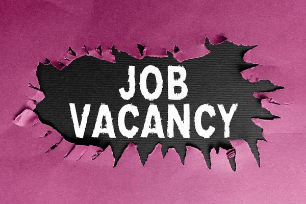 Text caption presenting Job Vacancy, Concept meaning empty or available paid place in small or big company