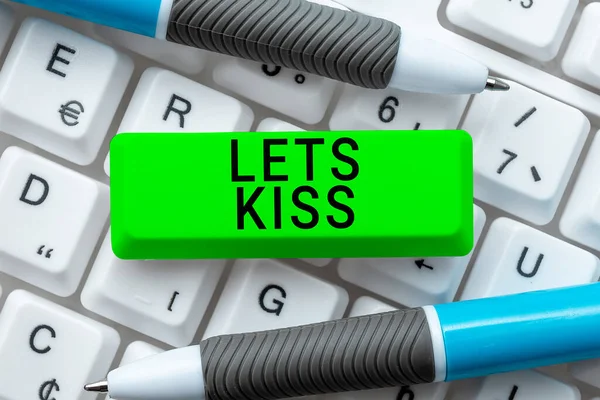Text caption presenting Lets Kiss, Business idea Sign of love expressing emotions between couple