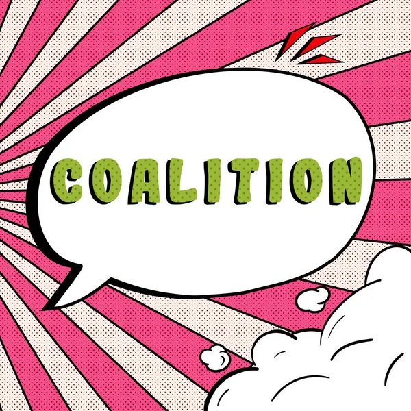 Inspiration Showing Sign Coalition Internet Concept Temporary Alliance Distinct Parties — Foto de Stock