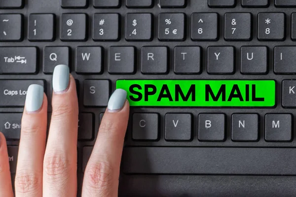Writing displaying text Spam Mail, Concept meaning Intrusive advertising Inappropriate messages sent on the Internet