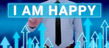 Handwriting text I Am Happy, Word for To have a fulfilled life full of love good job happiness