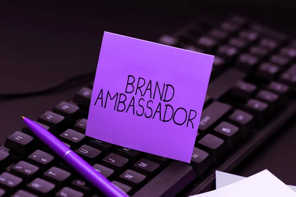 Conceptual caption Brand Ambassador, Business showcase agent accredited as the resident representative for a special brand