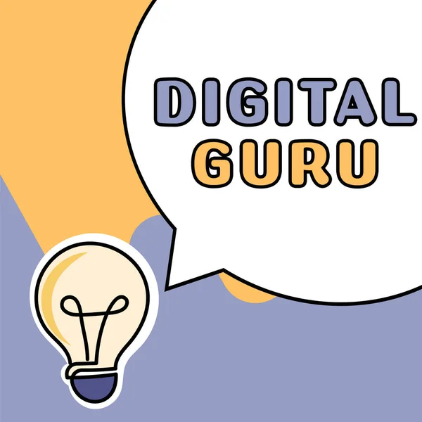 Sign Displaying Digital Guru Business Overview Teacher Intellectual Guide Matters — ストック写真