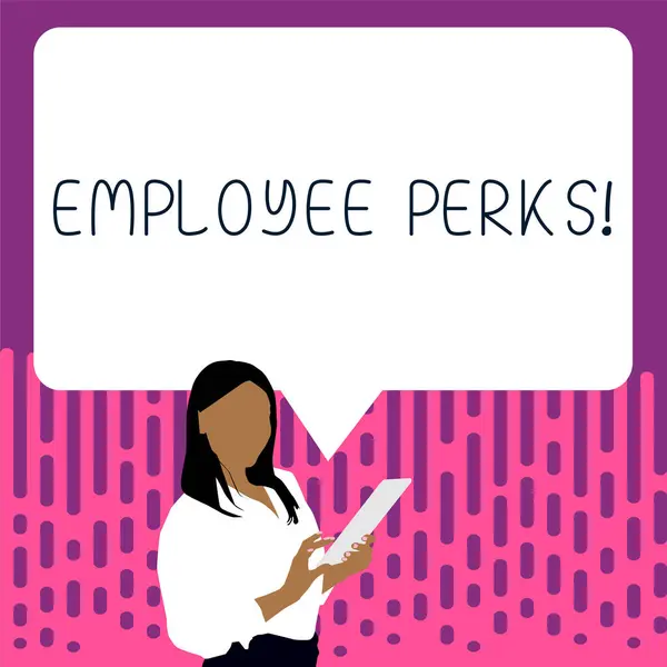 Inspiration Showing Sign Employee Perks Business Showcase Worker Benefits Bonuses — Stockfoto