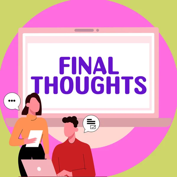 Text Sign Showing Final Thoughts Word Conclusion Last Analysis Recommendations — 스톡 사진