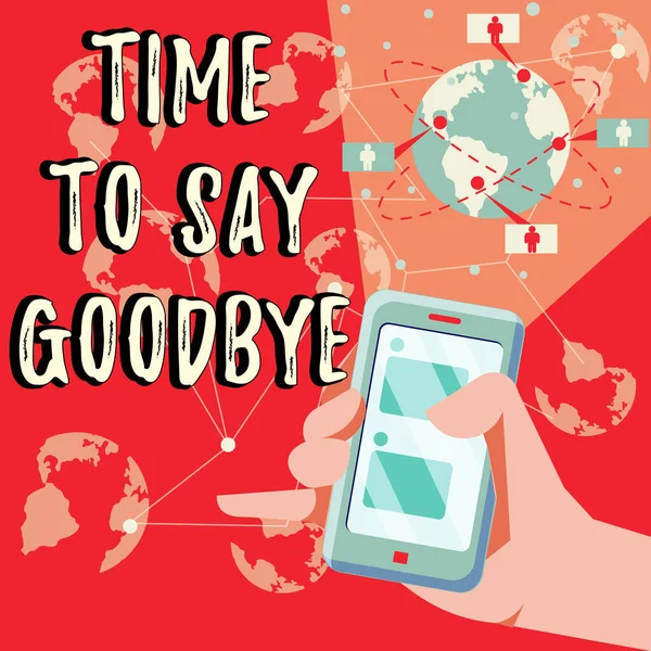 Conceptual Caption Time Say Goodbye Business Concept Bidding Farewell Long — Stock Fotó
