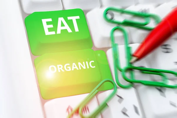 Sign Displaying Eat Organic Concept Meaning Reduction Eating Sweets Diabetic — 图库照片