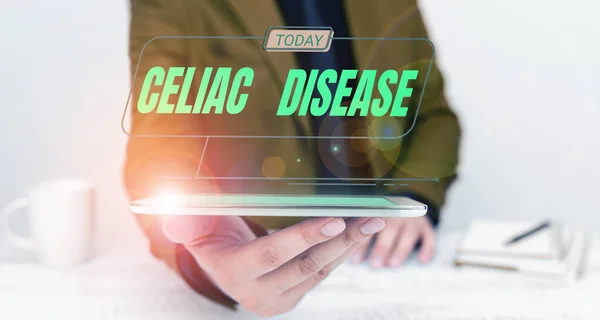 Ruční Psaní Znamení Celiakie Nemoc Internet Koncept Drobné Střevo Přecitlivělý — Stock fotografie