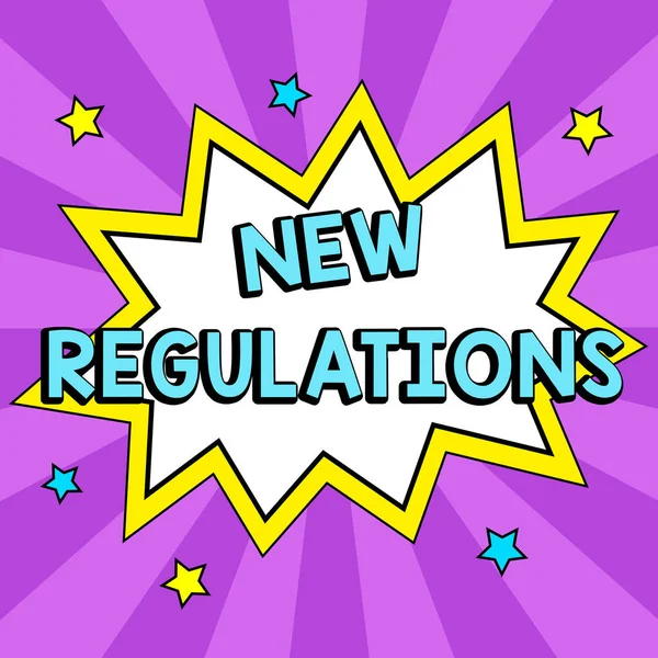 Exhibición Conceptual Nuevas Regulaciones Escaparate Negocio Regulación Que Controla Actividad —  Fotos de Stock