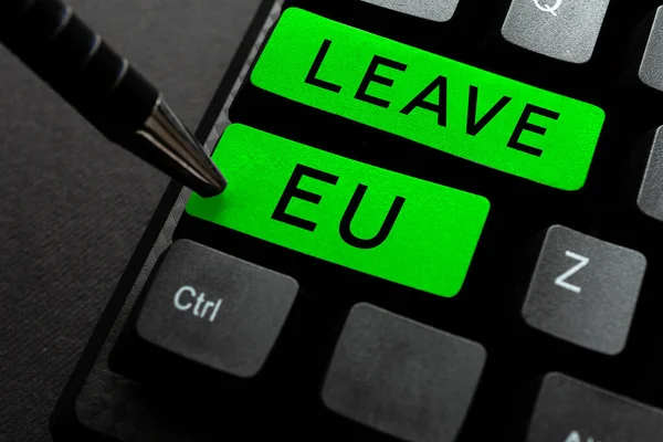 Text Sign Showing Leave Business Overview Act Person Leave Country — Stock Photo, Image