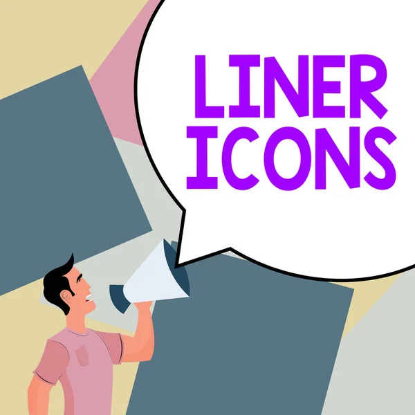 Text caption presenting Liner Icons, Word for use to improve visual interest and grab the users attention