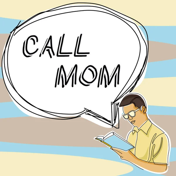 Szöveg Megjelenítése Call Mom Conceptual Photo Megkísérlés Kommunikálni Anyával Okostelefon — Stock Fotó