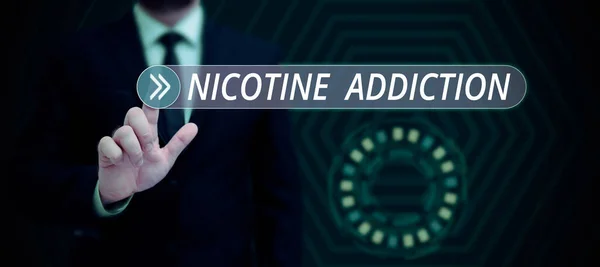 Tekst Bijschrift Presenteren Nicotine Addiction Woord Voor Voorwaarde Van Verslaafd — Stockfoto
