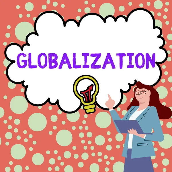 Texto Que Muestra Inspiración Globalización Internet Desarrollo Concepto Economía Global —  Fotos de Stock