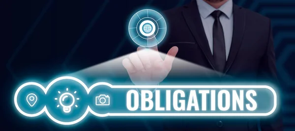 Text Sign Showing Obligations Concept Meaning Condition Being Morally Legally — Stockfoto