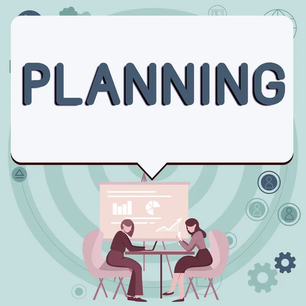 Sign Displaying Planning Business Approach Process Thinking Activities Required Achieve — Stok fotoğraf