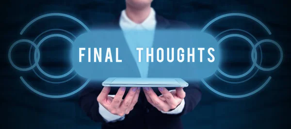 Conceptual Display Final Thoughts Business Idea Conclusion Last Analysis Recommendations — Fotografia de Stock
