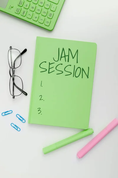 Концептуальний Дисплей Jam Session Інтернет Концептуальне Імпровізаційне Виконання Групи Музикантів — стокове фото