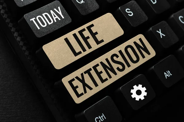 Conceptual caption Life Extension, Word for able to continue working for longer than others of the same kind