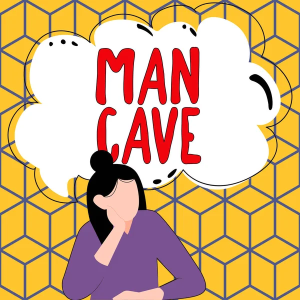 インスピレーションを示すテキスト男の洞窟 概念的な写真男性のために予約された住居の部屋 スペースまたは領域 — ストック写真