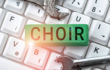 Koro, İş vitrini sunan metin başlığı Bir grup koro şarkı söylemek için düzenlendi
