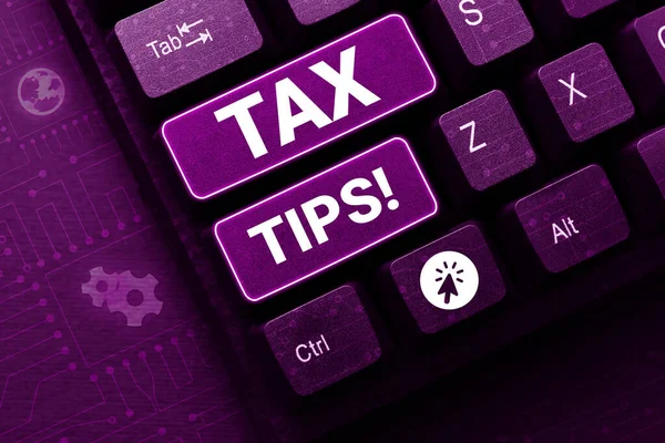Tekstbord Met Fiscale Tips Woord Voor Hulp Ideeën Voor Belasting — Stockfoto