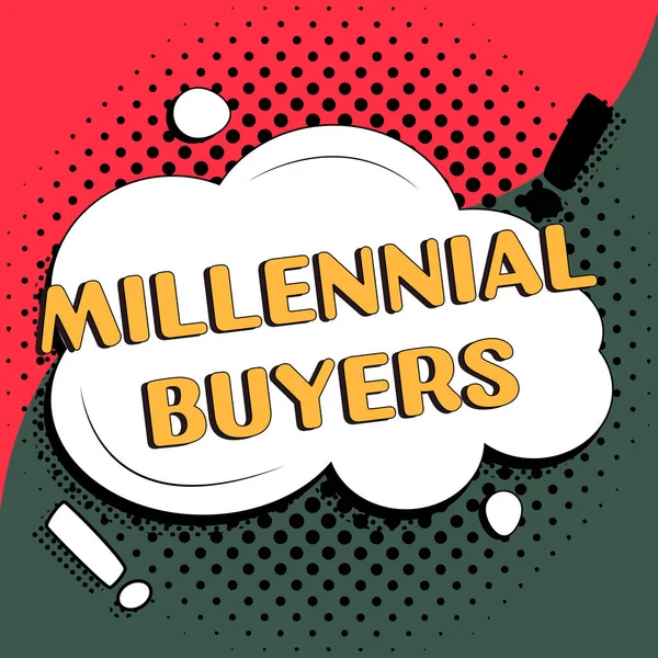 Texto Escritura Millennial Buyers Idea Negocio Tipo Consumidores Que Están —  Fotos de Stock