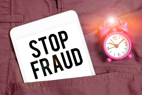 Sinal Escrita Mão Stop Fraud Internet Concept Campanha Aconselha Pessoas — Fotografia de Stock