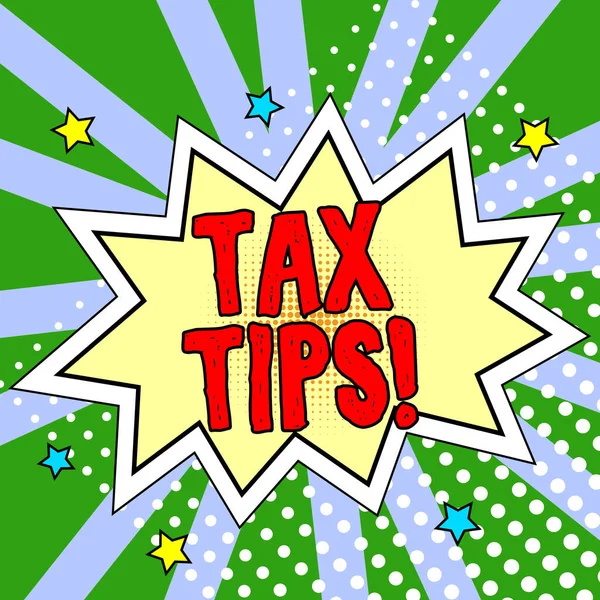 手写文本税贴士 商业理念帮助税收理念增加收入减少支出 — 图库照片