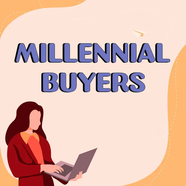 Sign Displaying Millennial Buyers Business Approach Type Consumers Interested Trending — Foto Stock